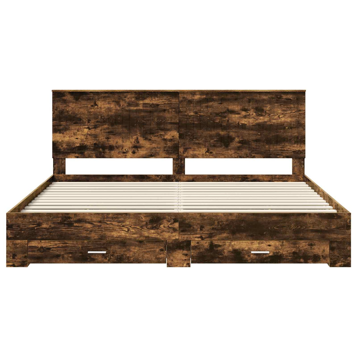 vidaXL Bed Frame with Drawer Smoked Oak 200 x 200 cm Engineered Wood