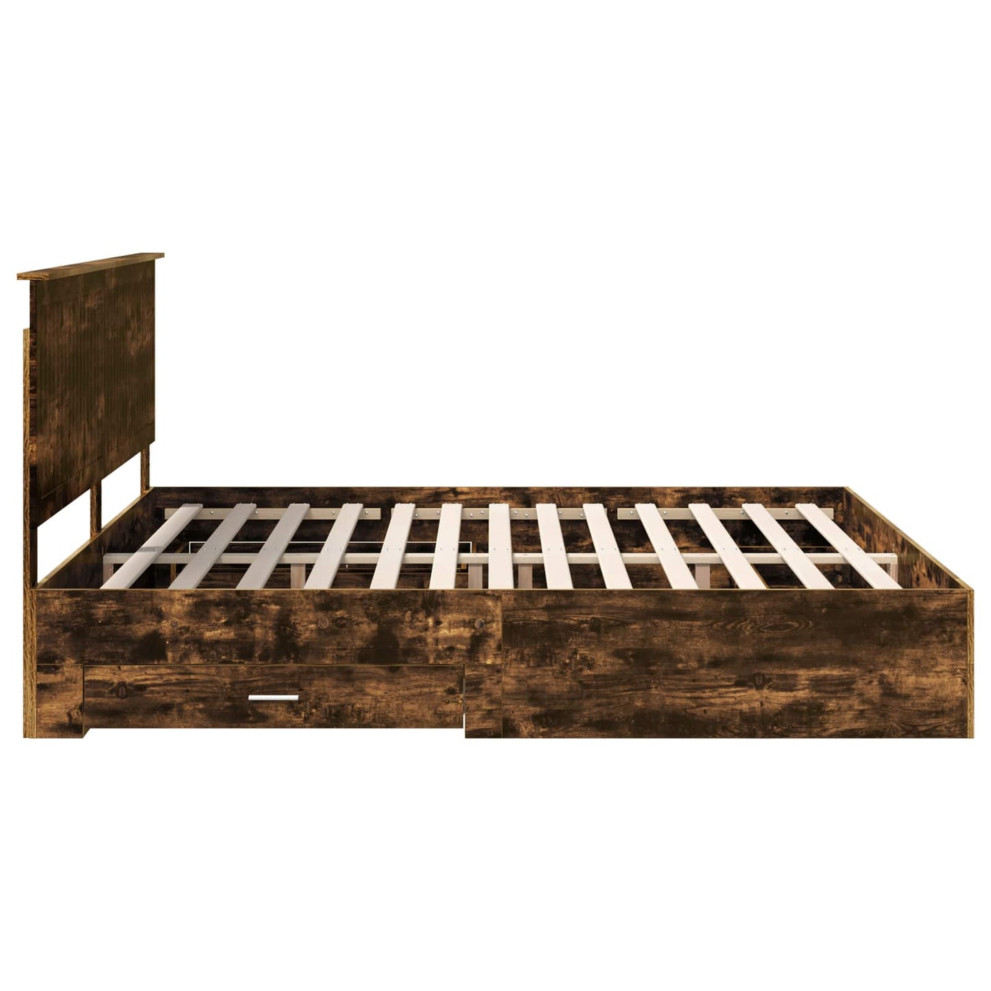 vidaXL Bed Frame with Drawer Smoked Oak 200 x 200 cm Engineered Wood