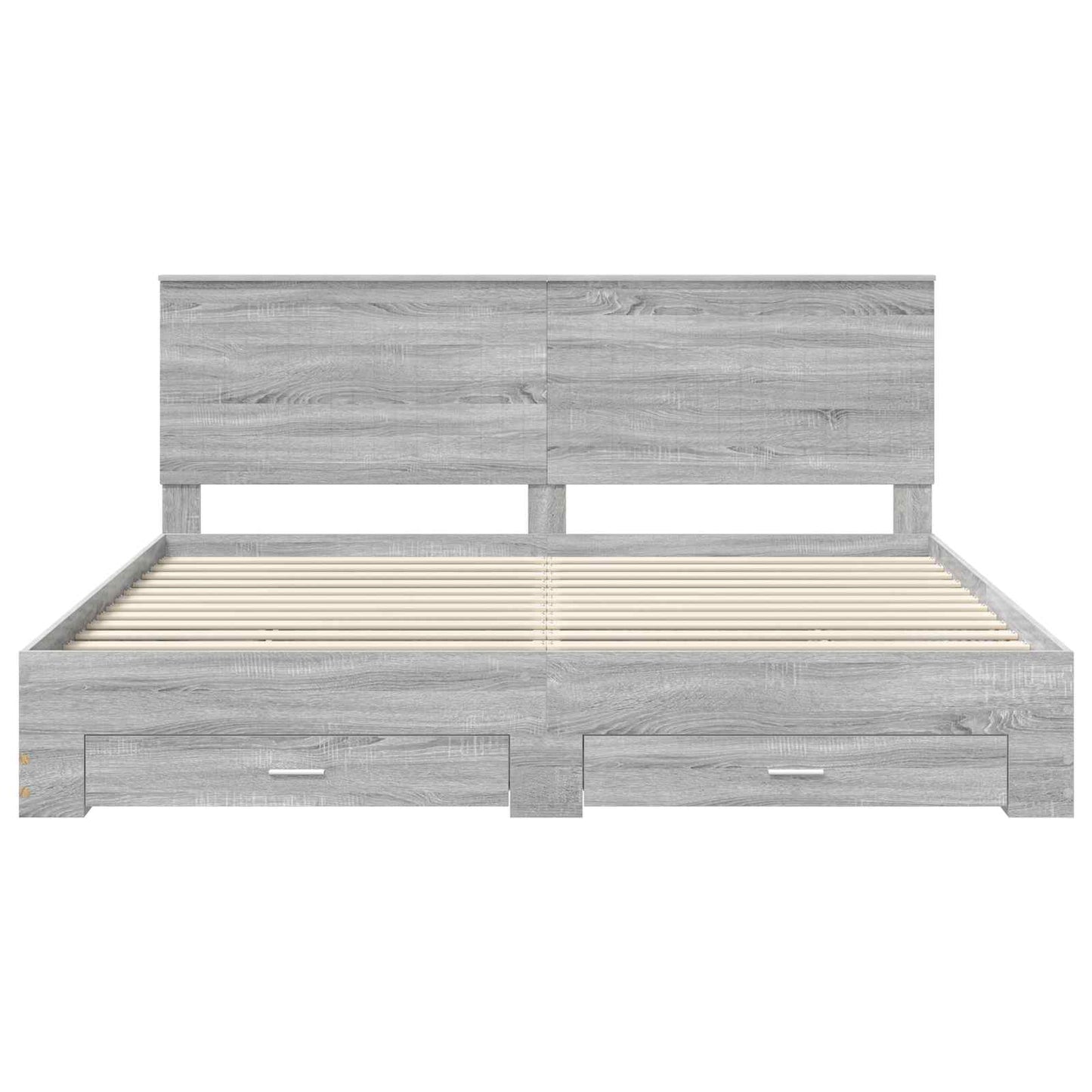 vidaXL Bed Frame with Drawer Grey Sonoma 200 x 200 cm Engineered Wood