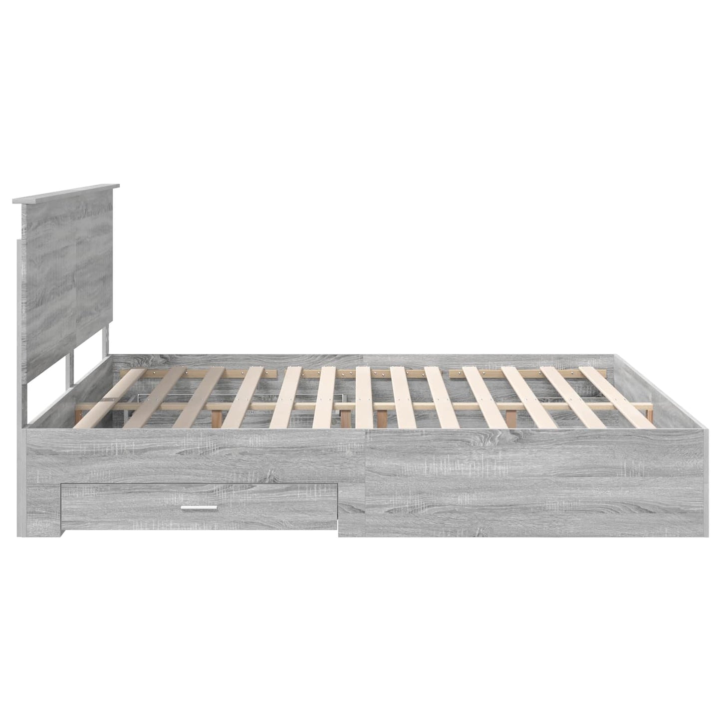 vidaXL Bed Frame with Drawer Grey Sonoma 200 x 200 cm Engineered Wood