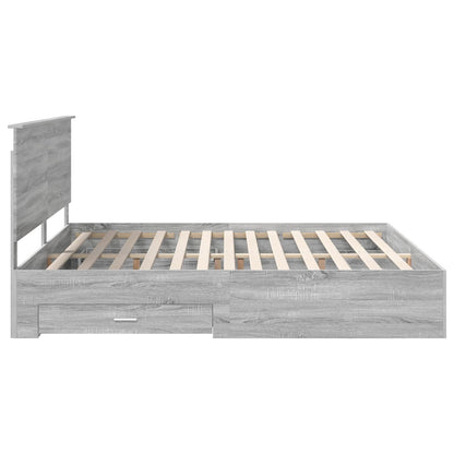 vidaXL Bed Frame with Drawer Grey Sonoma 200 x 200 cm Engineered Wood