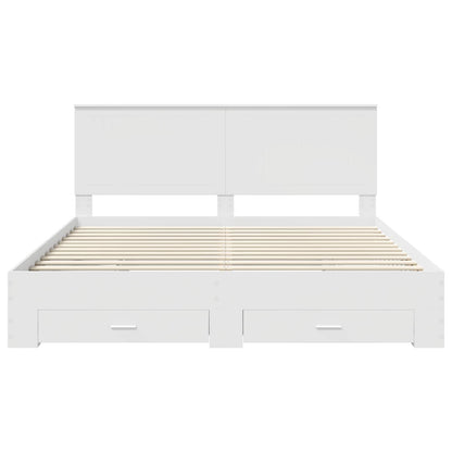 vidaXL Bed Frame with Headboard White 180 x 200 cm Engineered Wood