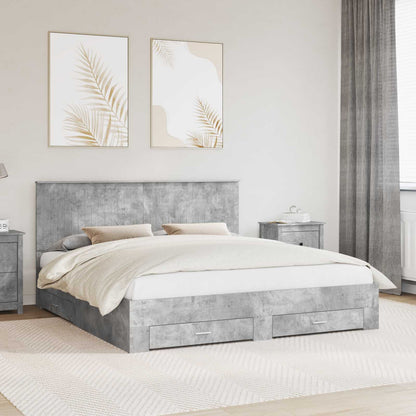 vidaXL Bed Frame Concrete Grey 180 x 200 cm Engineered Wood
