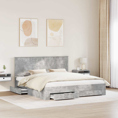 vidaXL Bed Frame Concrete Grey 180 x 200 cm Engineered Wood