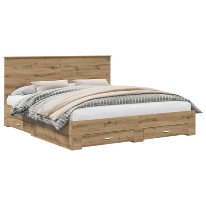 vidaXL Bed Frame with Drawer Artisan Oak 180 x 200 cm Engineered Wood