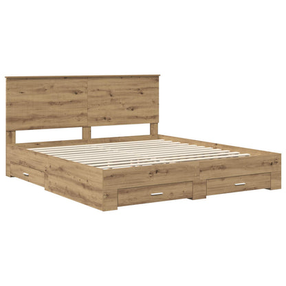 vidaXL Bed Frame with Drawer Artisan Oak 180 x 200 cm Engineered Wood