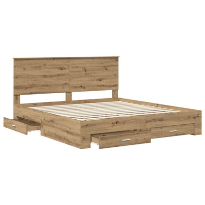 vidaXL Bed Frame with Drawer Artisan Oak 180 x 200 cm Engineered Wood