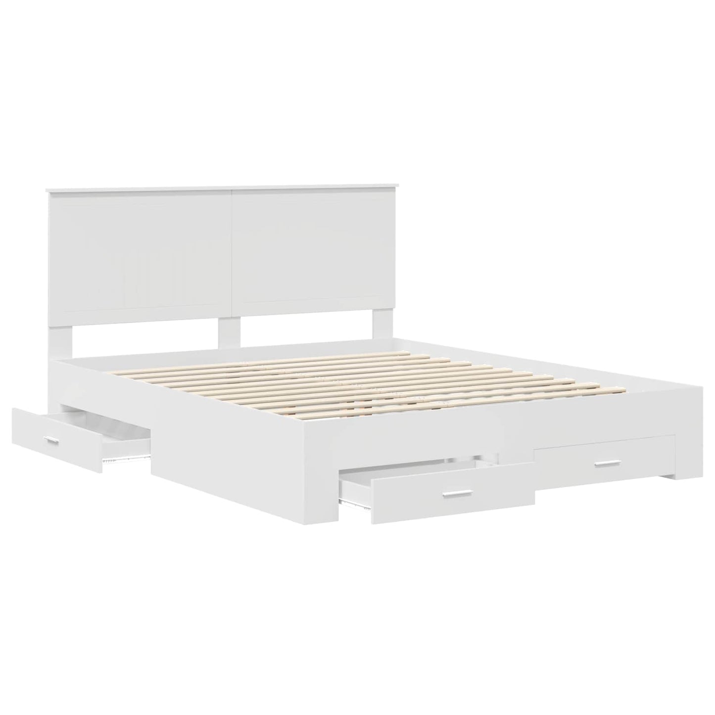 vidaXL Bed Frame with Headboard White 160 x 200 cm Engineered Wood