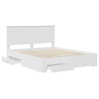 vidaXL Bed Frame with Headboard White 160 x 200 cm Engineered Wood