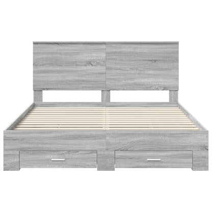 vidaXL Bed Frame with Drawer Grey Sonoma 160 x 200 cm Engineered Wood