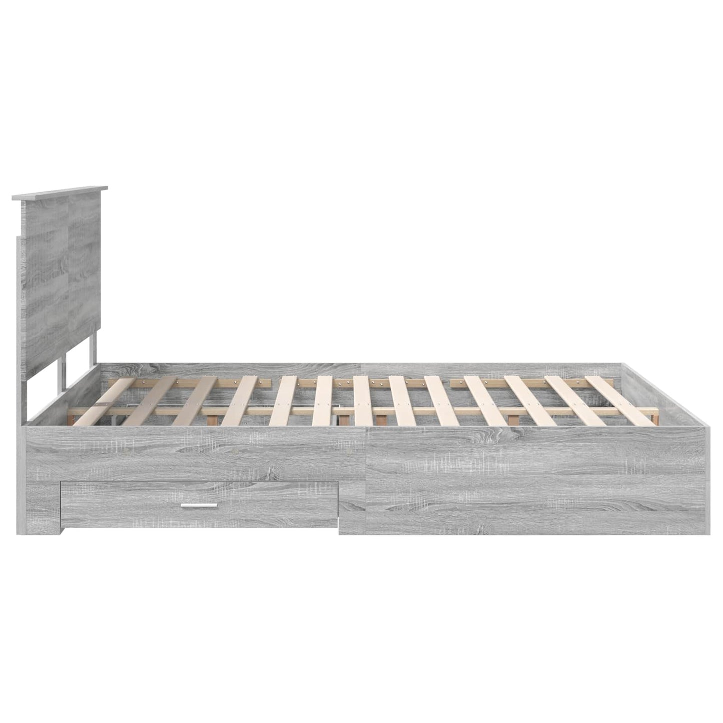 vidaXL Bed Frame with Drawer Grey Sonoma 160 x 200 cm Engineered Wood