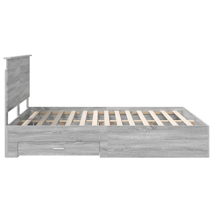 vidaXL Bed Frame with Drawer Grey Sonoma 160 x 200 cm Engineered Wood