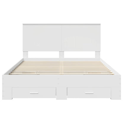 vidaXL Bed Frame with Headboard White 150 x 200 cm Engineered Wood