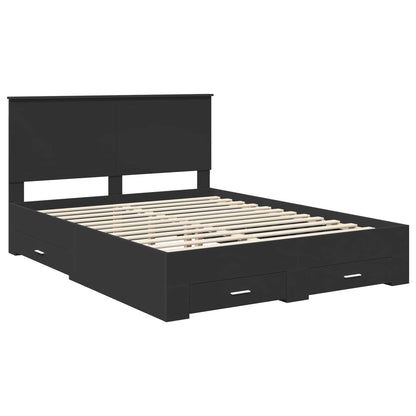 vidaXL Bed Frame Black and Silver 150 x 200 cm Engineered Wood