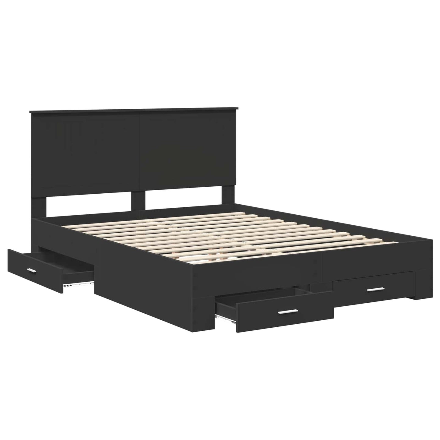 vidaXL Bed Frame Black and Silver 150 x 200 cm Engineered Wood