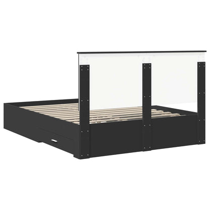 vidaXL Bed Frame Black and Silver 150 x 200 cm Engineered Wood