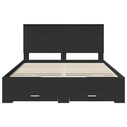 vidaXL Bed Frame Black and Silver 150 x 200 cm Engineered Wood