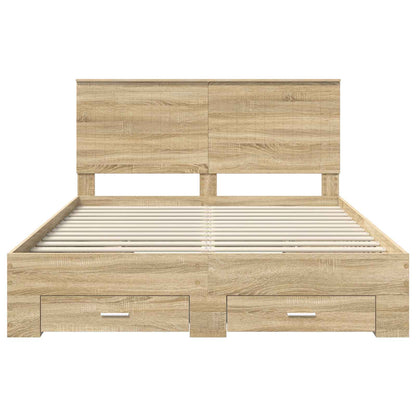 vidaXL Bed Frame with Drawer Sonoma Oak 150 x 200 cm Engineered Wood