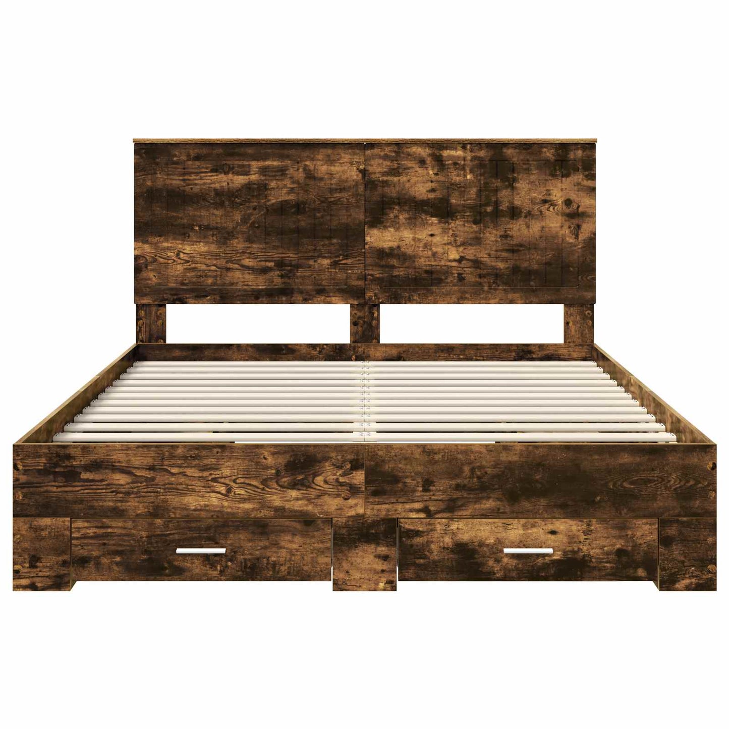 vidaXL Bed Frame with Drawer Smoked Oak 150 x 200 cm Engineered Wood