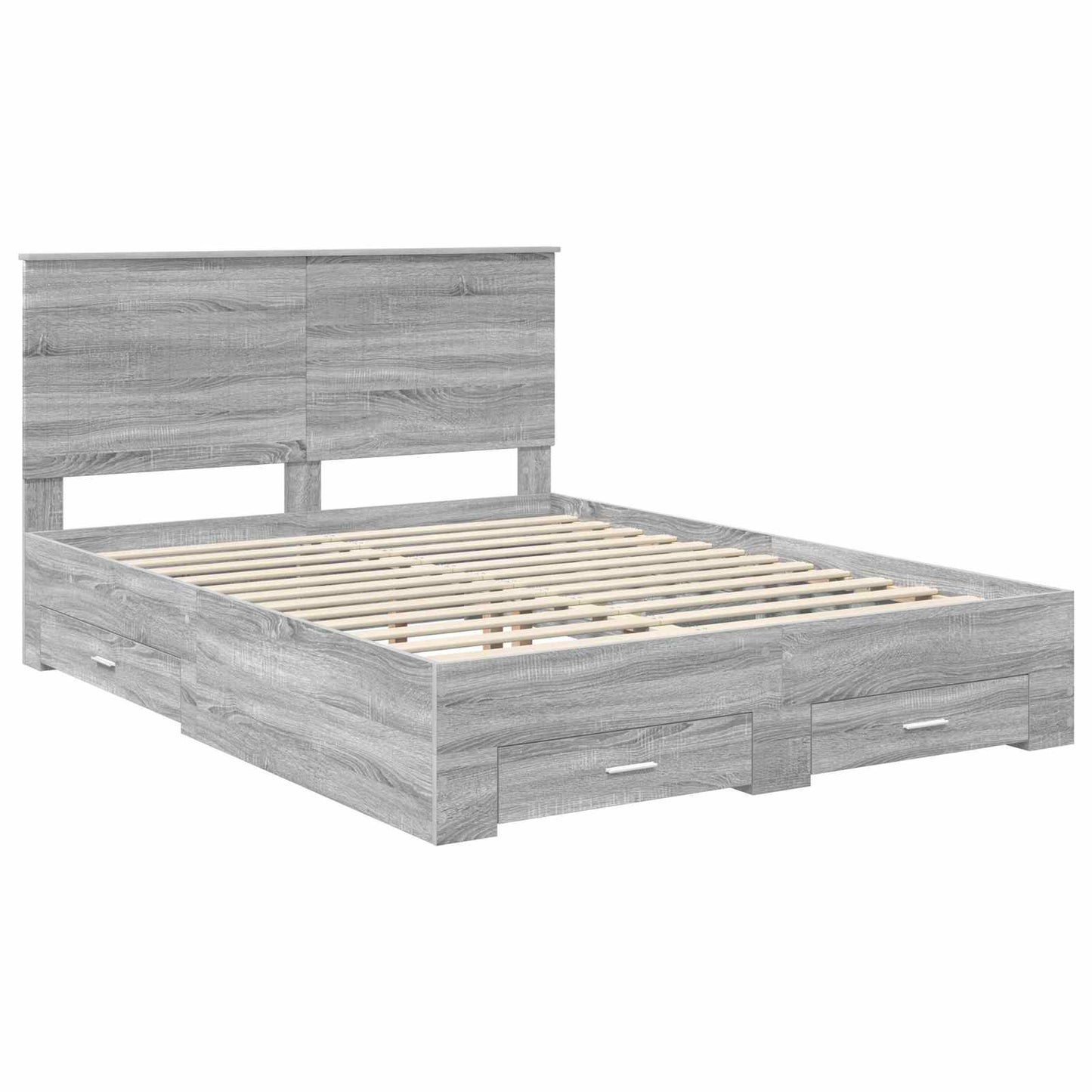 vidaXL Bed Frame with Drawer Grey Sonoma 150 x 200 cm Engineered Wood