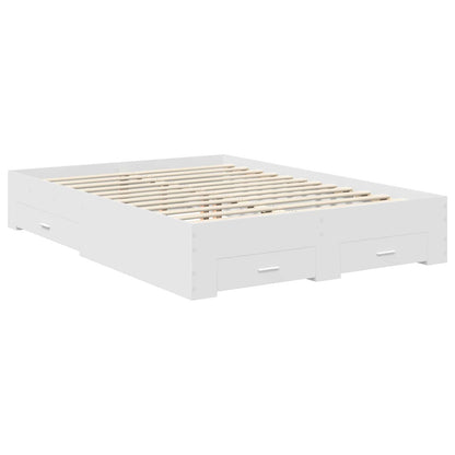 vidaXL Bed Frame with Headboard White 140 x 200 cm Engineered Wood