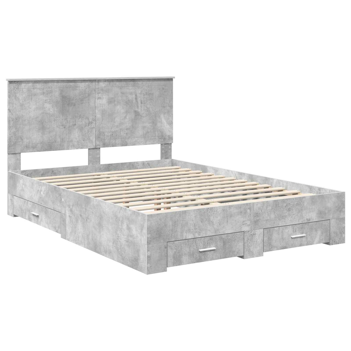 vidaXL Bed Frame Concrete Grey 140 x 200 cm Engineered Wood