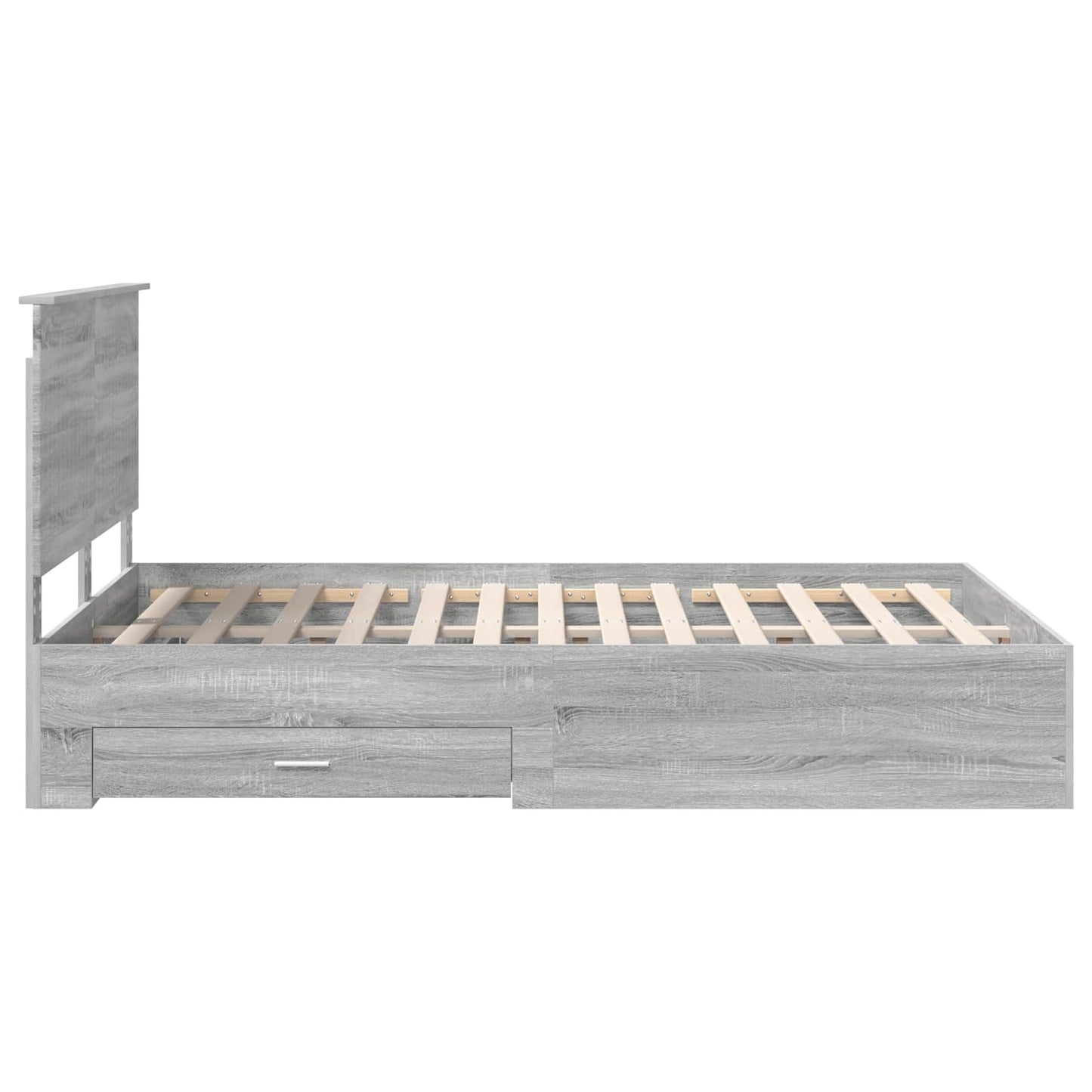 vidaXL Bed Frame with Drawer Grey Sonoma 140 x 200 cm Engineered Wood