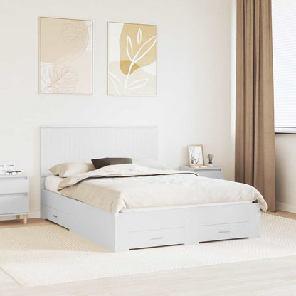 vidaXL Bed Frame with Headboard White 140 x 190 cm Engineered Wood