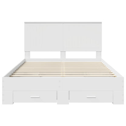 vidaXL Bed Frame with Headboard White 140 x 190 cm Engineered Wood