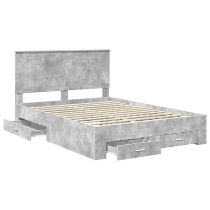 vidaXL Bed Frame Concrete Grey 140 x 190 cm Engineered Wood