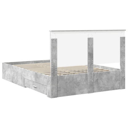 vidaXL Bed Frame Concrete Grey 140 x 190 cm Engineered Wood