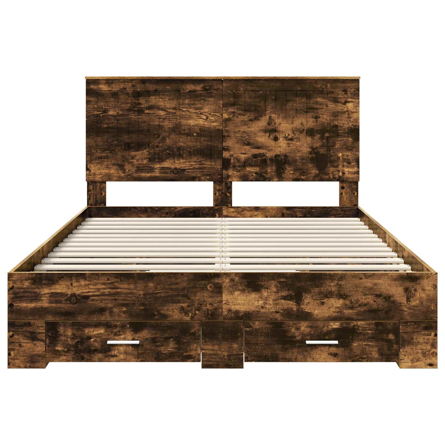 vidaXL Bed Frame with Drawer Smoked Oak 140 x 190 cm Engineered Wood