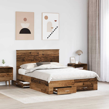 vidaXL Bed Frame with Headboard Old Wood 140 x 190 cm Engineered Wood