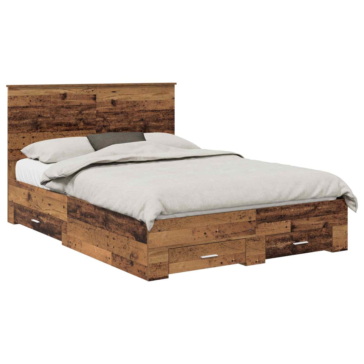vidaXL Bed Frame with Headboard Old Wood 140 x 190 cm Engineered Wood