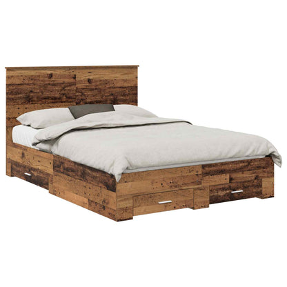 vidaXL Bed Frame with Headboard Old Wood 140 x 190 cm Engineered Wood