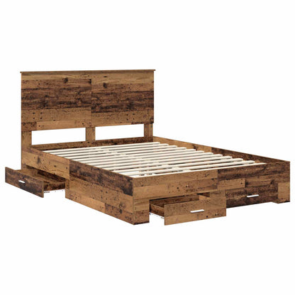 vidaXL Bed Frame with Headboard Old Wood 140 x 190 cm Engineered Wood