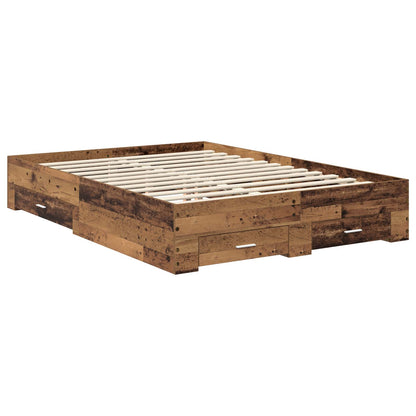 vidaXL Bed Frame with Headboard Old Wood 140 x 190 cm Engineered Wood