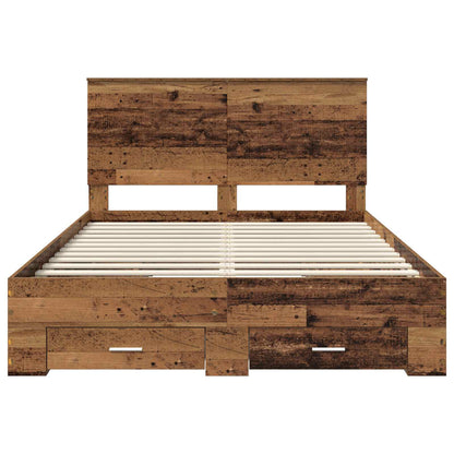 vidaXL Bed Frame with Headboard Old Wood 140 x 190 cm Engineered Wood