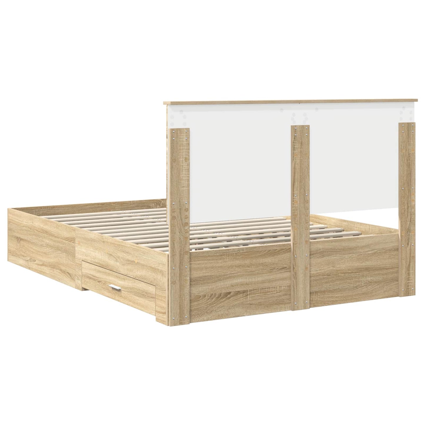vidaXL Bed Frame with Drawer Sonoma Oak 135 x 190 cm Engineered Wood