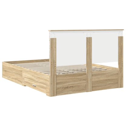 vidaXL Bed Frame with Drawer Sonoma Oak 135 x 190 cm Engineered Wood