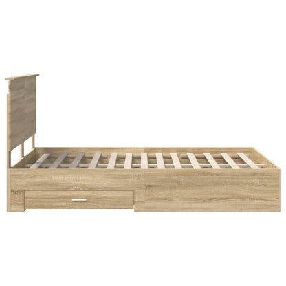 vidaXL Bed Frame with Drawer Sonoma Oak 135 x 190 cm Engineered Wood