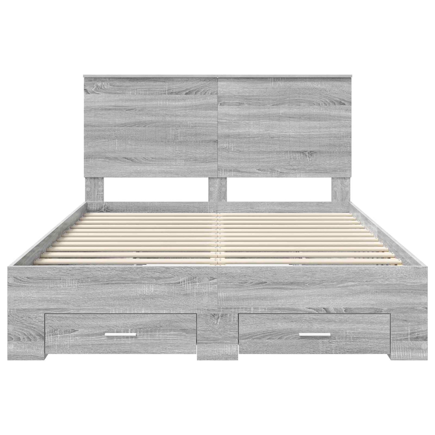 vidaXL Bed Frame with Drawer Grey Sonoma 135 x 190 cm Engineered Wood