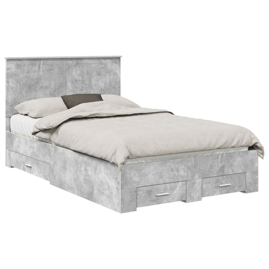 vidaXL Bed Frame Concrete Grey 120 x 200 cm Engineered Wood