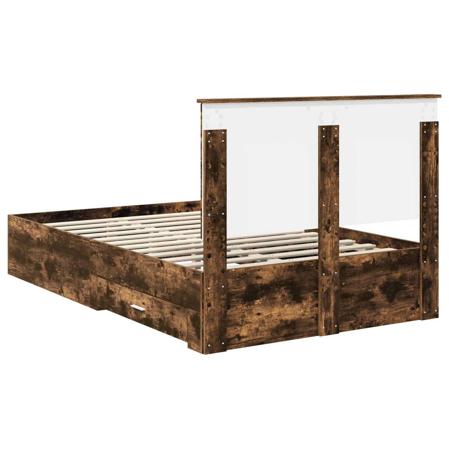 vidaXL Bed Frame with Drawer Smoked Oak 120 x 200 cm Engineered Wood