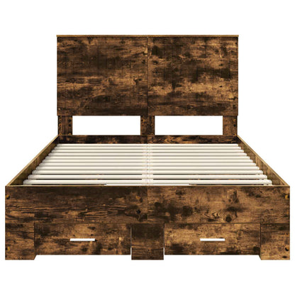 vidaXL Bed Frame with Drawer Smoked Oak 120 x 200 cm Engineered Wood