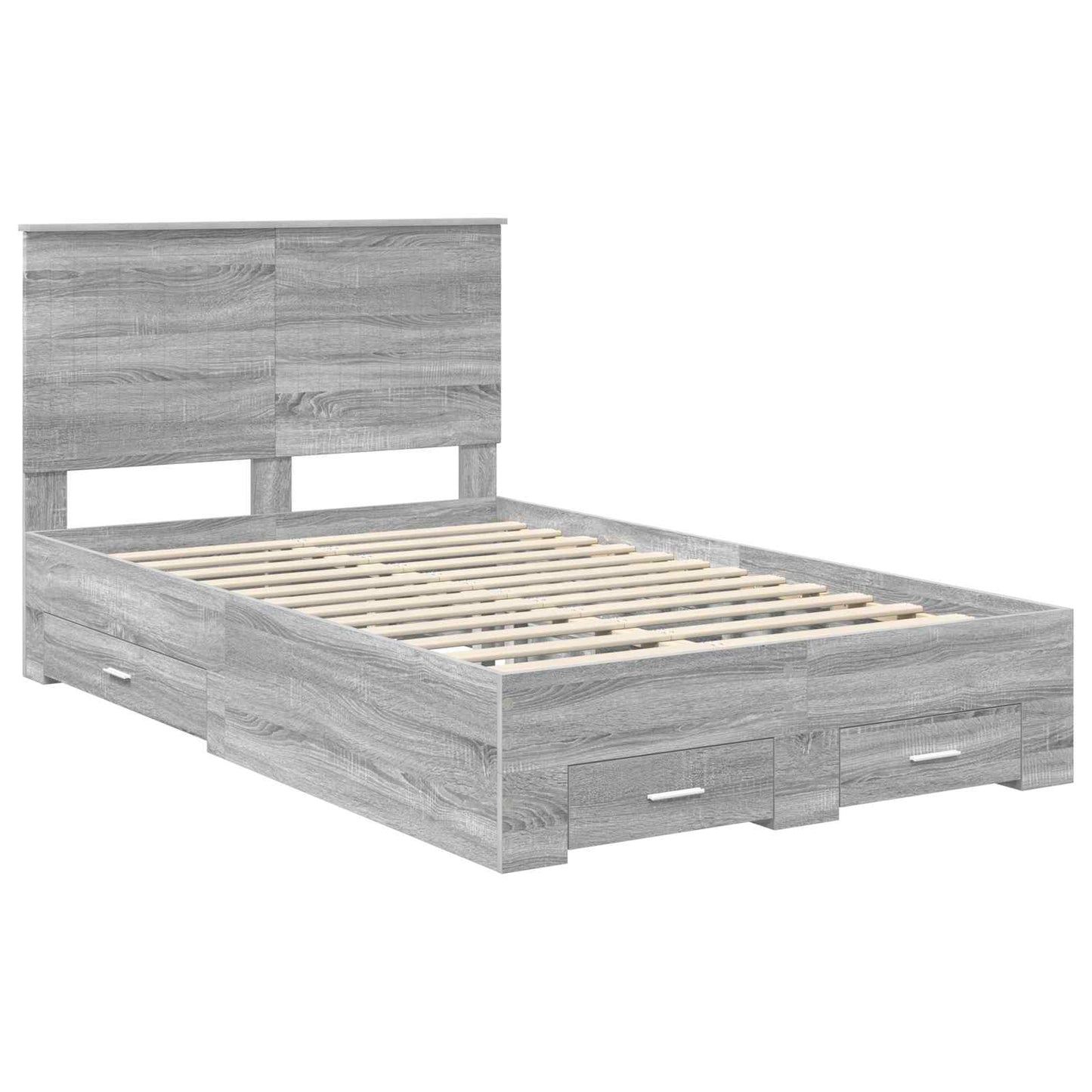 vidaXL Bed Frame with Drawer Grey Sonoma 120 x 200 cm Engineered Wood