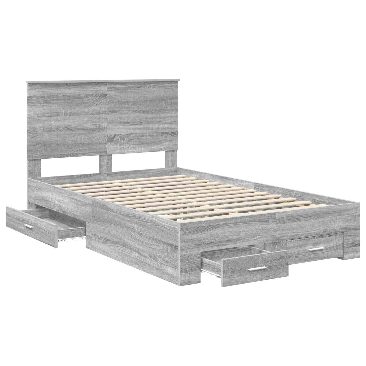 vidaXL Bed Frame with Drawer Grey Sonoma 120 x 200 cm Engineered Wood