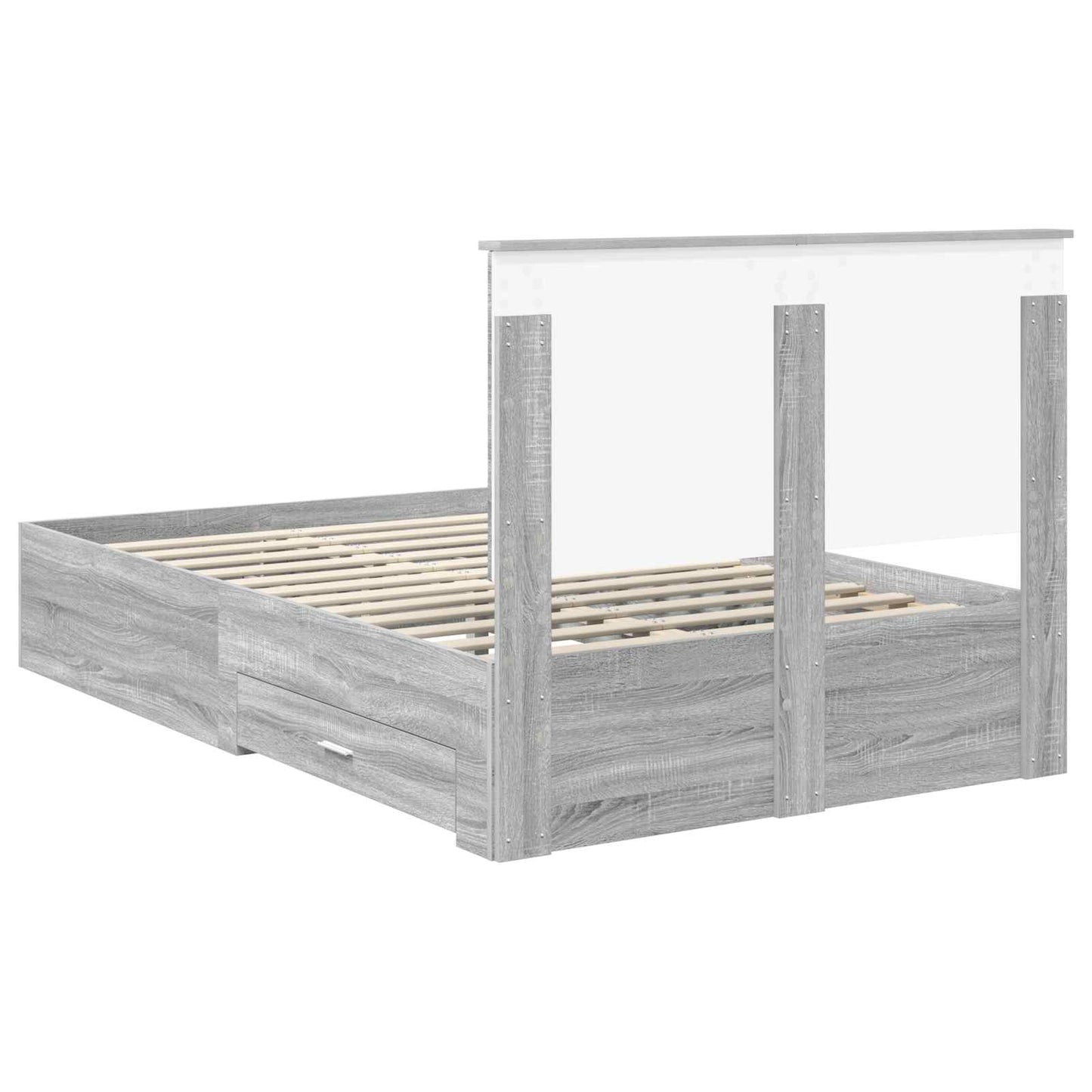 vidaXL Bed Frame with Drawer Grey Sonoma 120 x 200 cm Engineered Wood