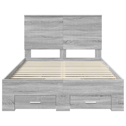vidaXL Bed Frame with Drawer Grey Sonoma 120 x 200 cm Engineered Wood