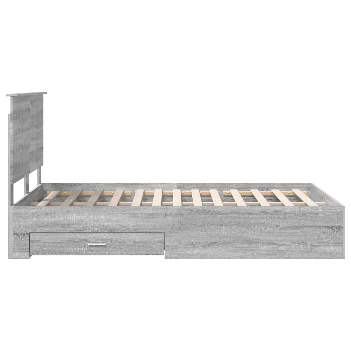vidaXL Bed Frame with Drawer Grey Sonoma 120 x 200 cm Engineered Wood
